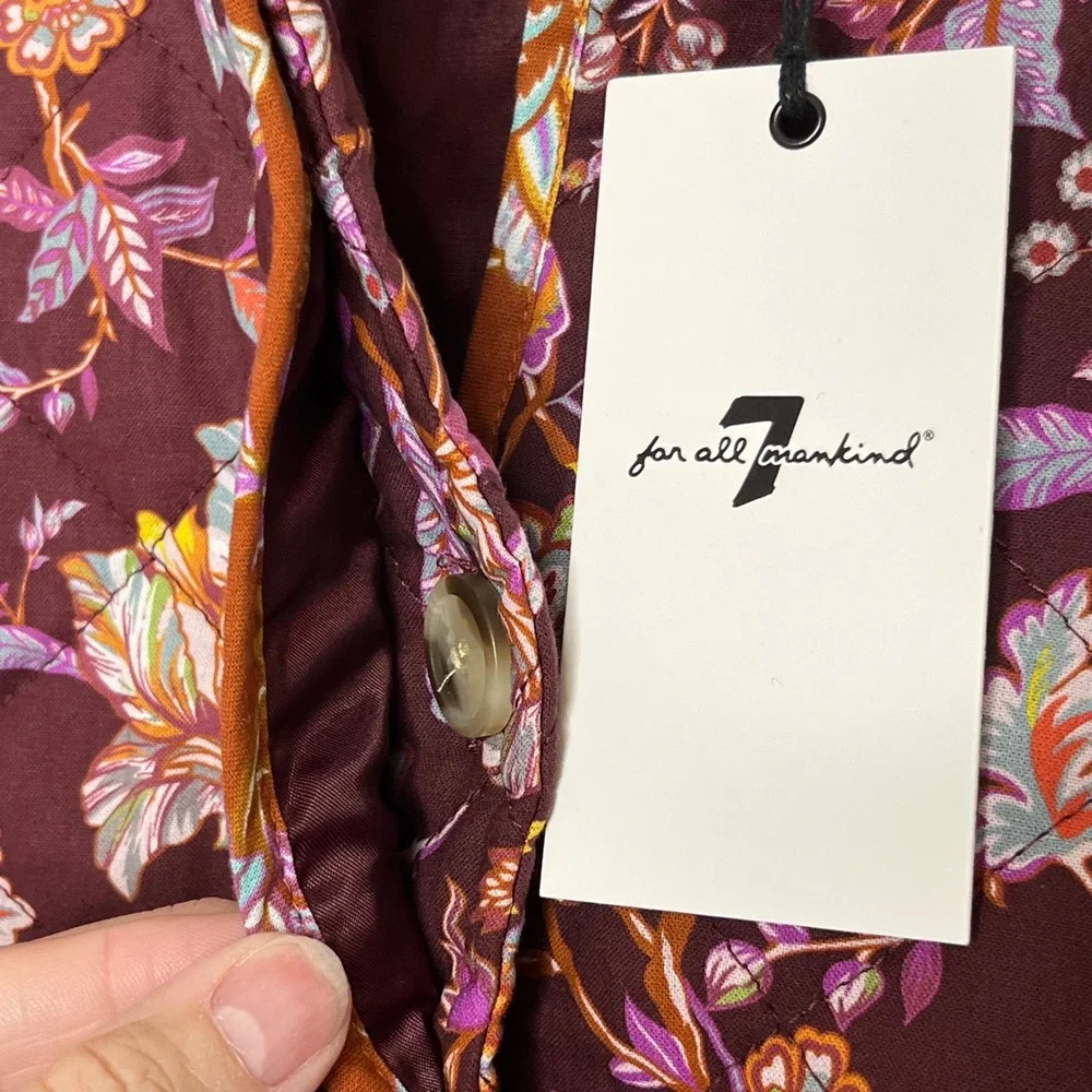 7 For All Mankind NWT‎ Floral Quilted Jacket Small Boho
